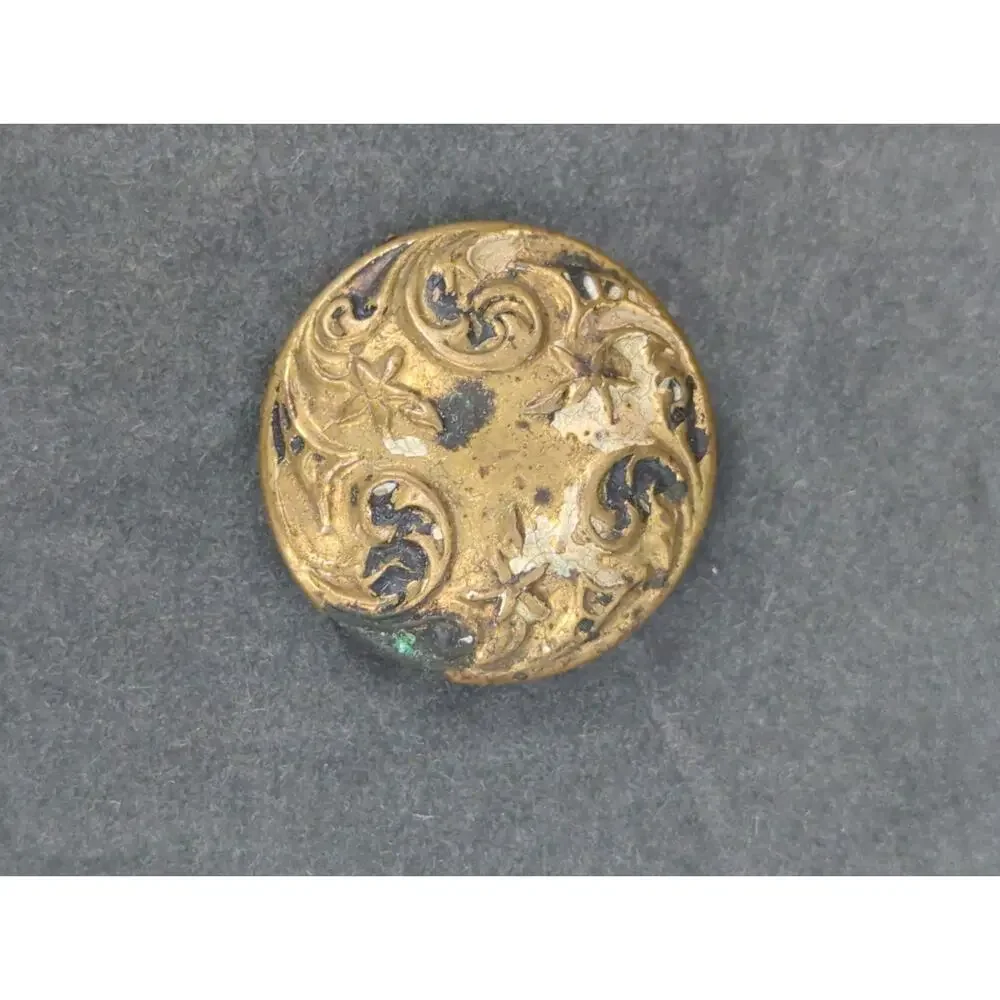 LOT HH of 10 Antique Vintage Victorian Brass Mixed Materials Buttons ESTATE FIND